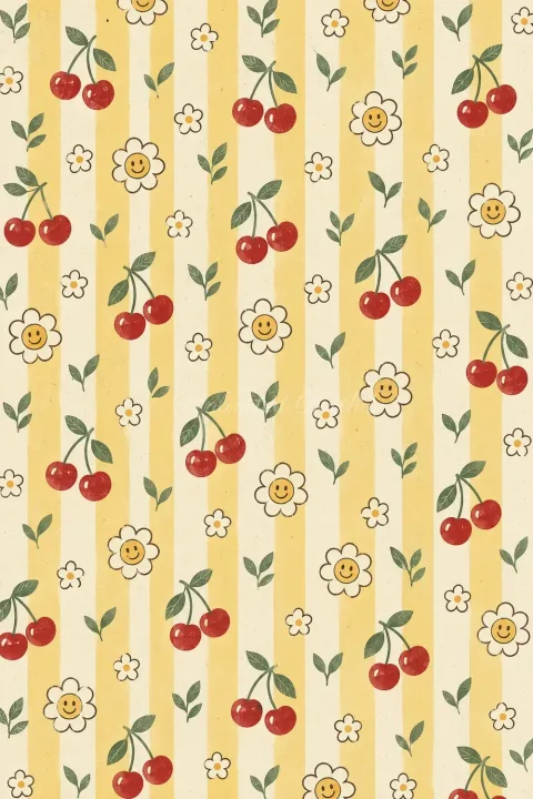 Retro Kiraz Deseni Şeffaf Telefon Kılıfı