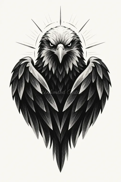 Kara Kartal Grafik Şeffaf Telefon Kılıfı