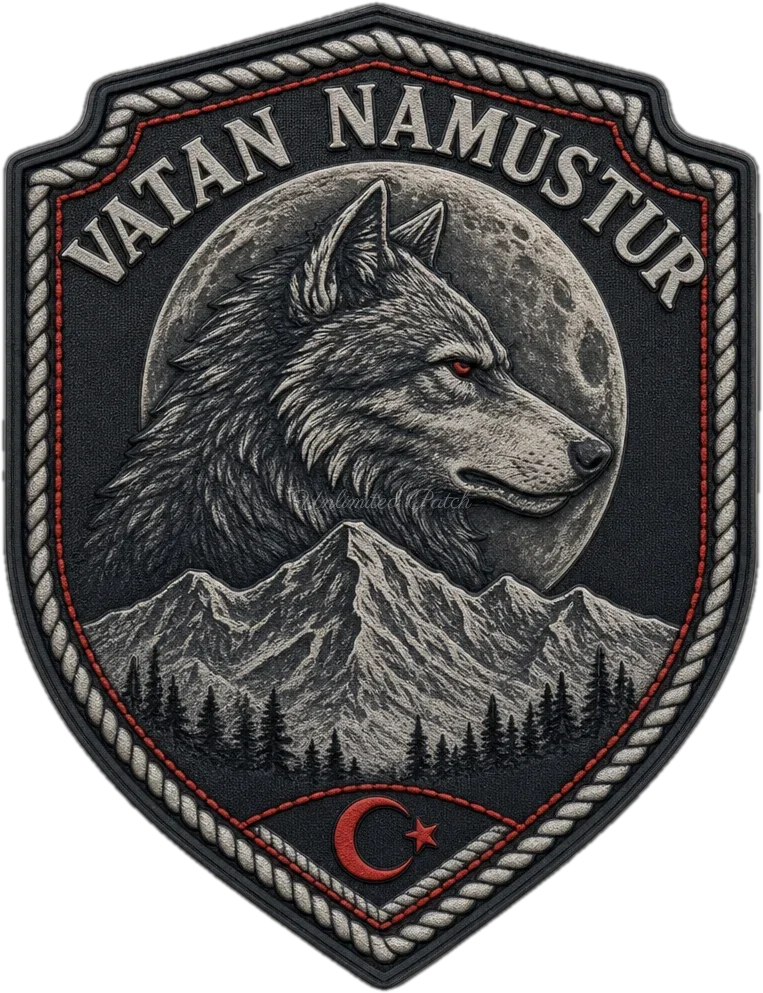Wolf Head Shield Themed 3D Embossed TPU Patch | UV Printed Badge