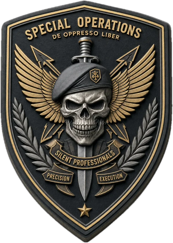Skull and Wings Themed 3D Embossed TPU Patch | UV Printed Tactical Badge