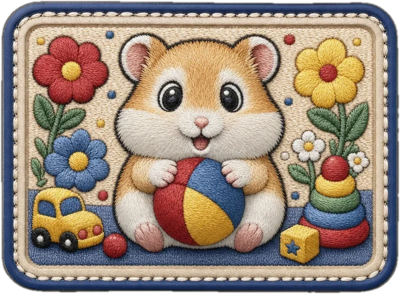 Cute Hamster Themed 3D Embossed TPU Patch | UV Printed Badge