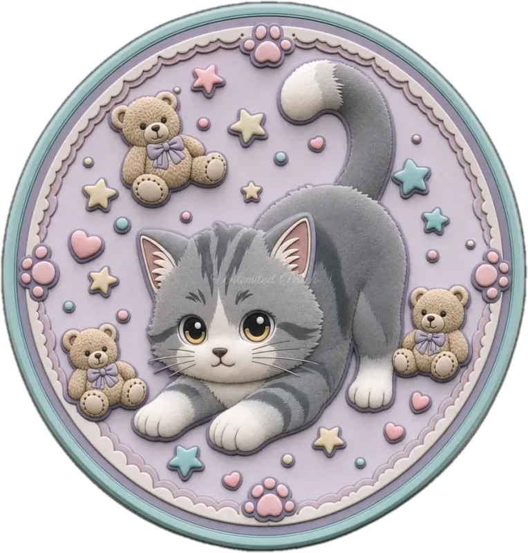 Cat-Themed 3D Embossed TPU Patch | UV Printed Badge
