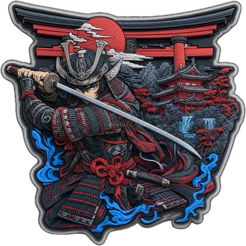 Samurai Themed 3D Embossed TPU Patch | UV Printed Badge