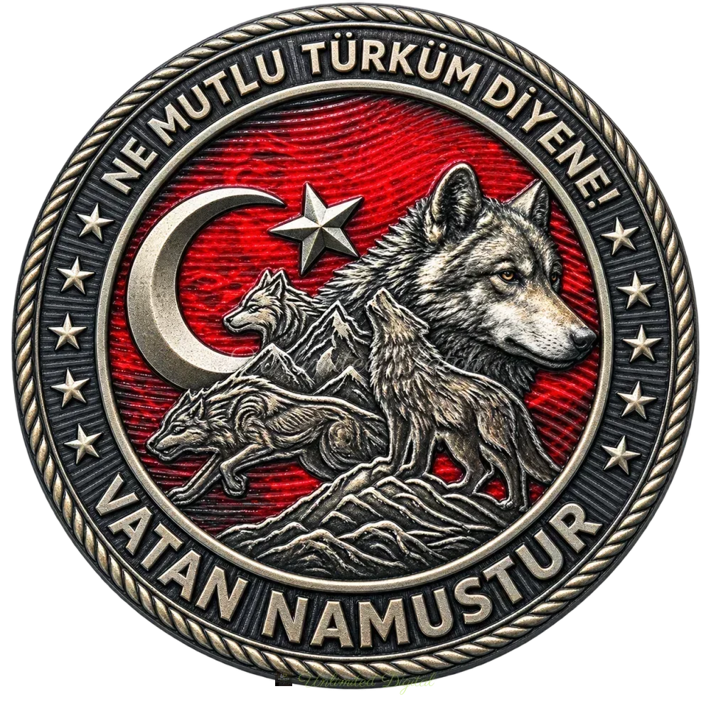 Ne Mutlu Türküm Diyene / Vatan Namustur - Wolf Themed 3D Embossed TPU Patch – UV Printed Tactical Insignia