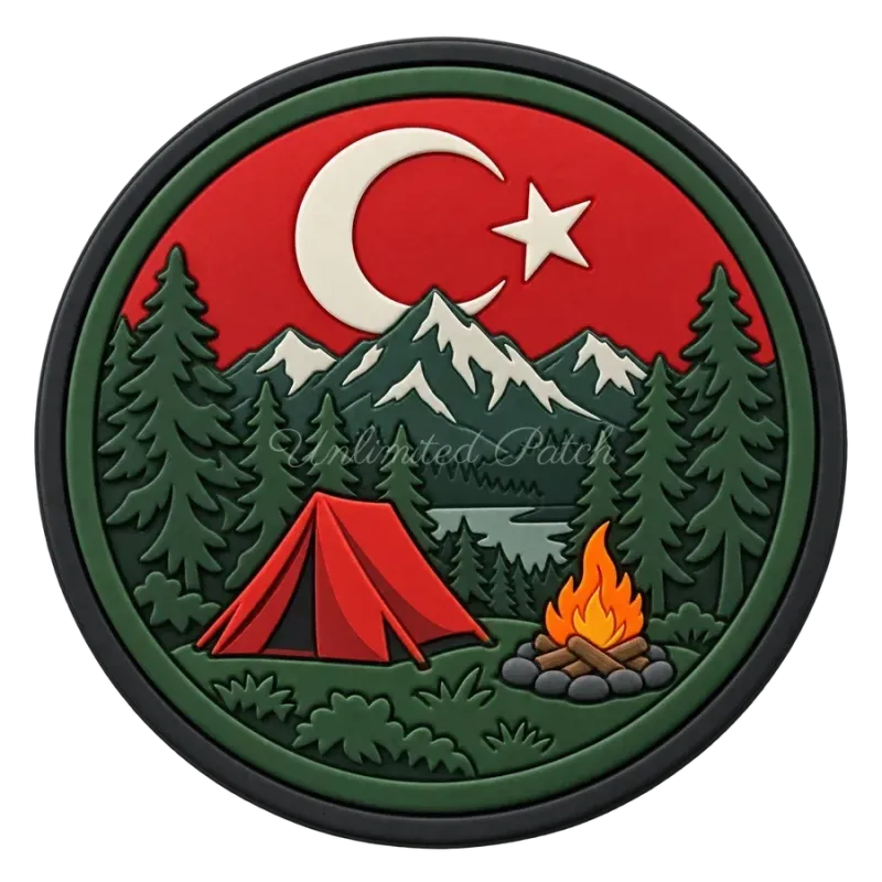 Tent and Campfire Themed Patch | 3D TPU Scout Badge
