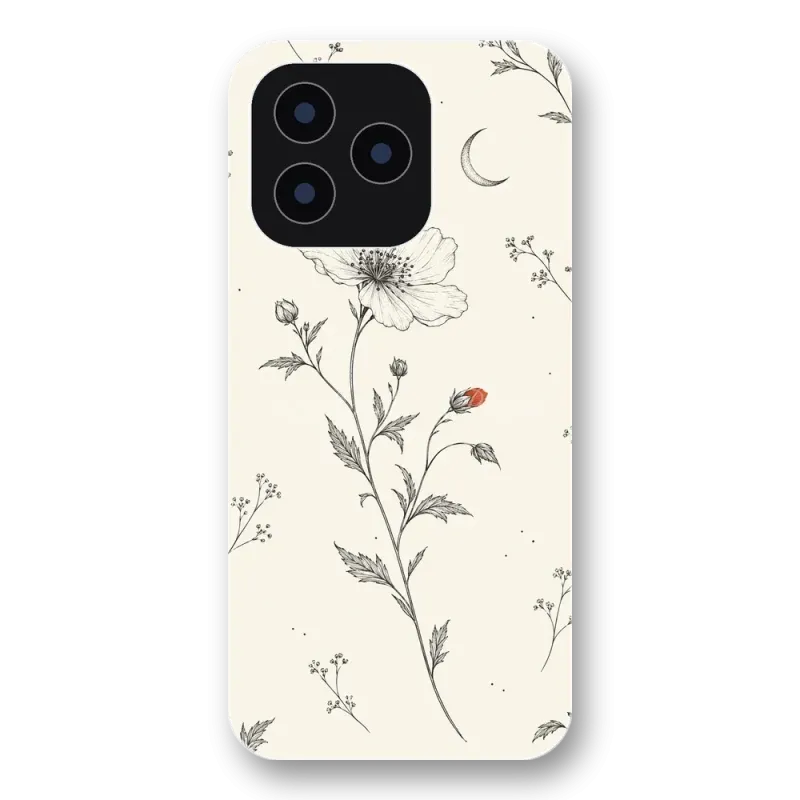 Minimal Çizgi Çiçek Şeffaf Telefon Kılıfı